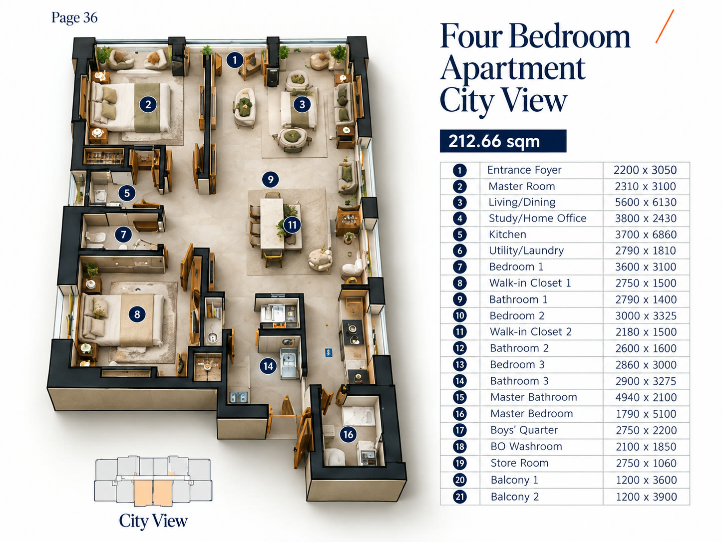 Four-Bedroom Apartment City View — Type A preview
