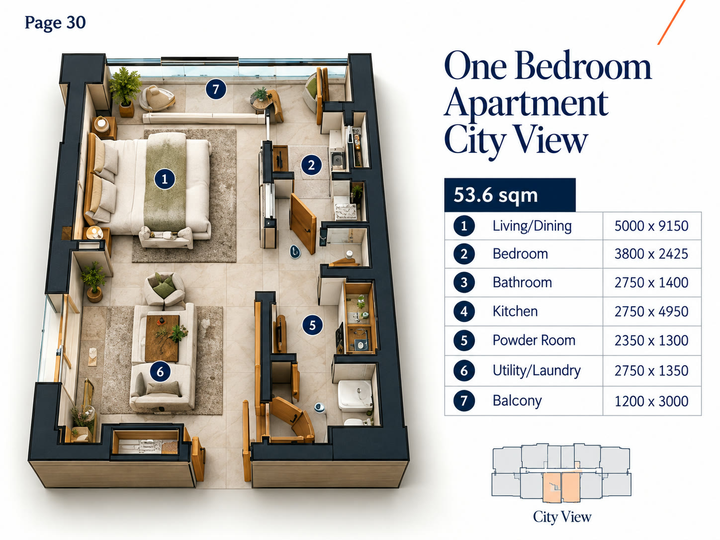 One-Bedroom Apartment City View — Type A preview