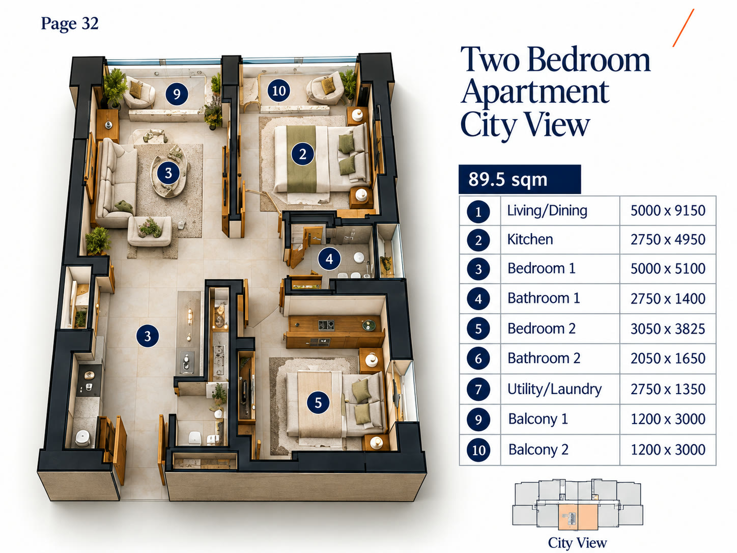 Two-Bedroom Apartment City View — Type A preview