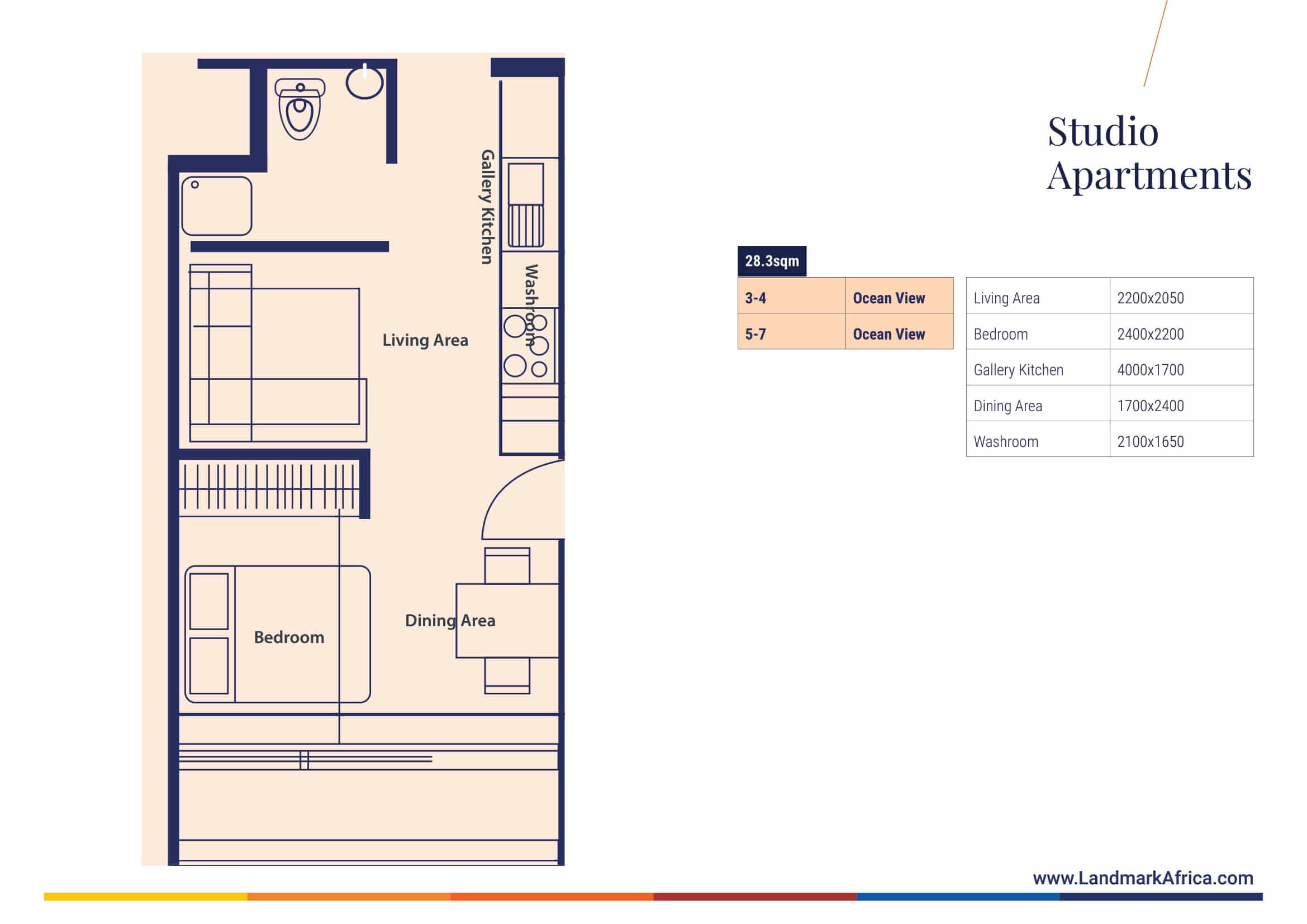 Studio apartment floor plan preview
